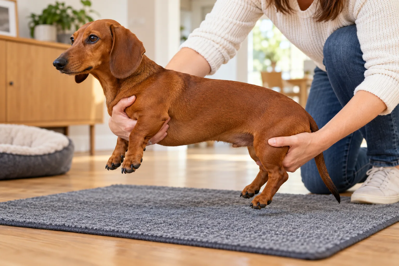 How to Carry a Dachshund: Support the Chest and Hindquarters